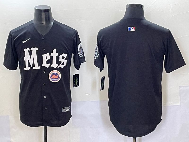 Men 2025 New York Mets Blank Black Five generations Joint Name Nike MLB Jersey style 3